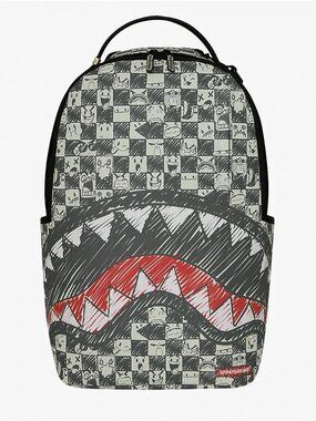 Sprayground Emote Checkered Backpack🔥New Black Bookbag Travel School Bag